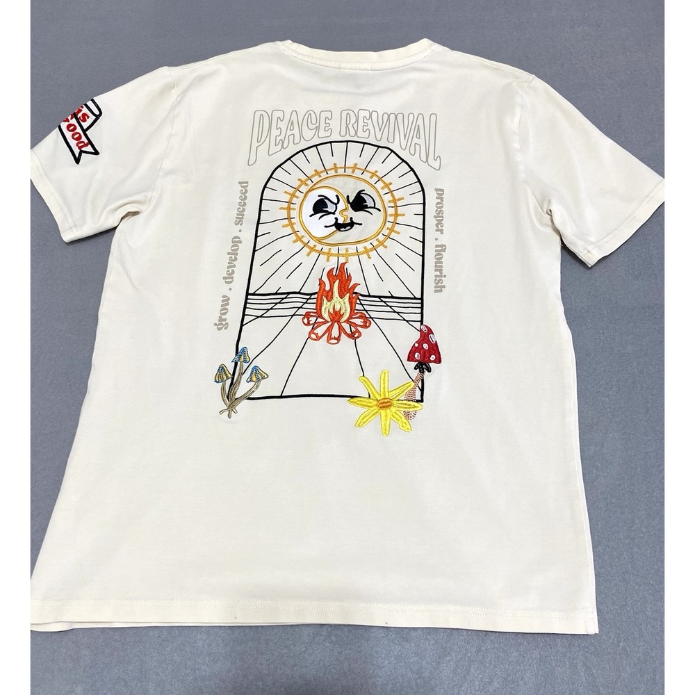 Rising Souls Creative Mind Workshop Peace Revival Graphic Tee Cream Mens‎ Medium